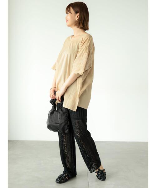 Lugnoncure（ルノンキュール）の「袖刺繍ブラウス（シャツ/ブラウス・レディース・ベージュ/ブラック/オフホワイト・F）」の8枚目の写真