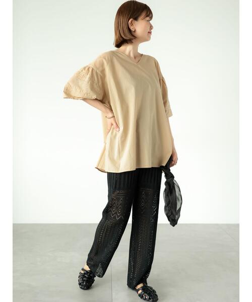 Lugnoncure（ルノンキュール）の「袖刺繍ブラウス（シャツ/ブラウス・レディース・ベージュ/ブラック/オフホワイト・F）」の9枚目の写真