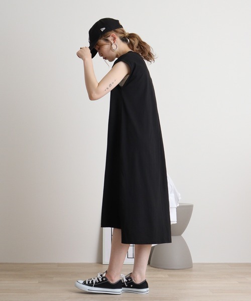 atONE（アットワン）の「フロント刺繍Vネックカットワンピース（ワンピース・レディース・ブラック/カーキ/モカ・M）」の7枚目の写真