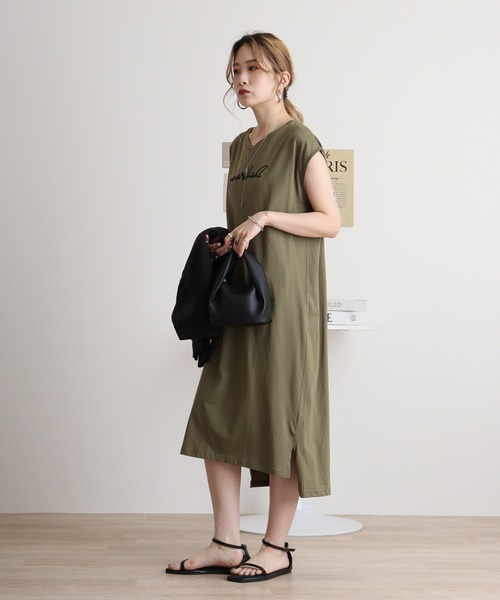 atONE（アットワン）の「フロント刺繍Vネックカットワンピース（ワンピース・レディース・ブラック/カーキ/モカ・M）」の16枚目の写真