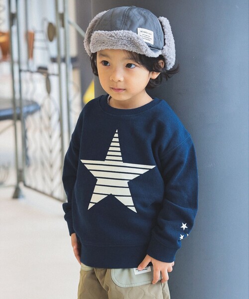 BEAMS mini（ビームスミニ）の「星フロッキー スウェット 2024FW（90～150cm）（スウェット・キッズ・レッド系その他7/ネイビー/ライトグレー・90/100/120/130/140/150/110）」の3枚目の写真