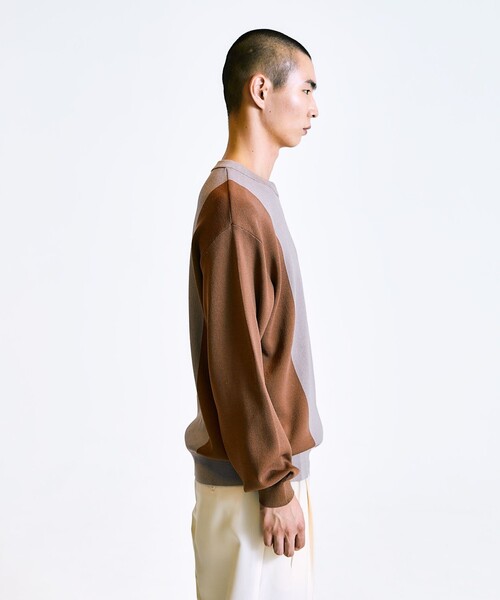 City Ambient Products(シティアンビエントプロダクツ)の「City Ambient Products:〈手洗い可能〉バイカラー クルーネック ニット(ニット/セーター・メンズ・ネイビー/ベージュ/グレー・SMALL/LARGE/MEDIUM)」の22枚目の写真