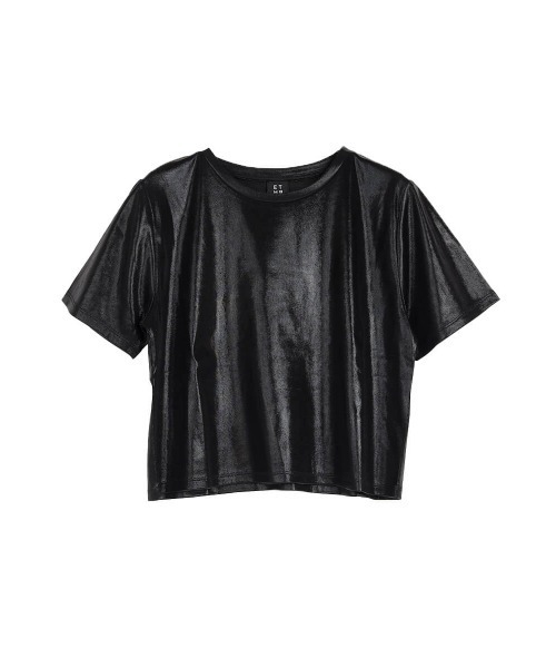 :ETHROF(イーサオブ)の「METALLIC CROPPED TOPS(Tシャツ/カットソー・レディース・シルバー×ゴールド/ブラック・FREE)」の18枚目の写真