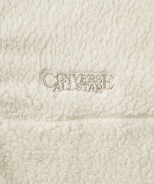 【セール】CONVERSE WHITE/コンバース ホワイト ロゴ刺繍 ボアフリーススタンドブルゾン（ブルゾン）｜CONVERSE（コンバース）