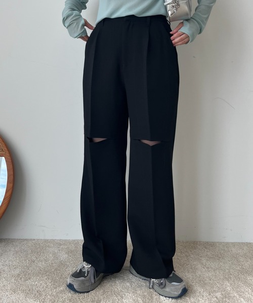Birthday room(バースデイルーム)の「〈セットアップ対応〉スリットスラックス / slit slacks(スラックス・レディース・ブラック/グレー・FREE)」の2枚目の写真