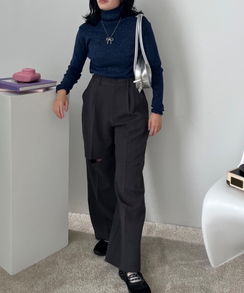 Birthday room(バースデイルーム)の「〈セットアップ対応〉スリットスラックス / slit slacks(スラックス・レディース・ブラック/グレー・FREE)」の9枚目の写真