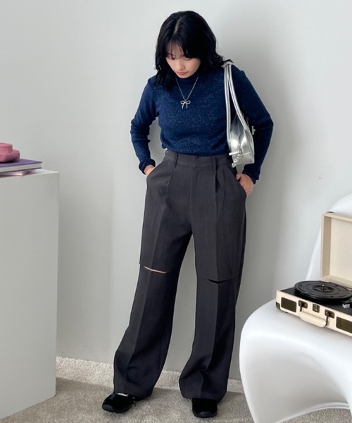 Birthday room(バースデイルーム)の「〈セットアップ対応〉スリットスラックス / slit slacks(スラックス・レディース・ブラック/グレー・FREE)」の10枚目の写真