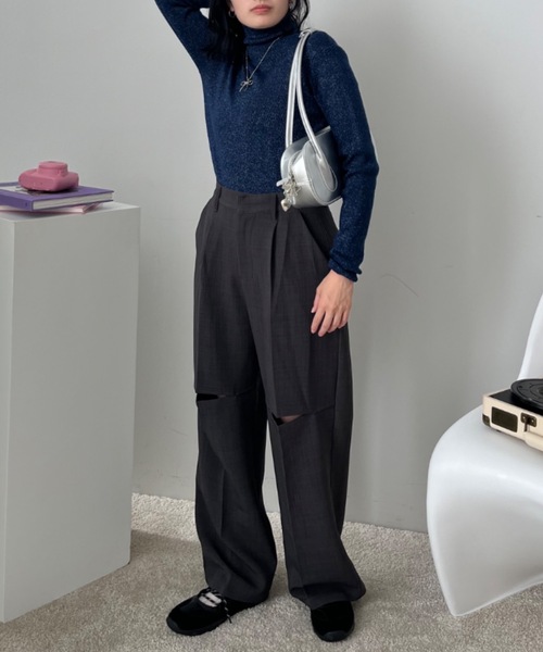 Birthday room(バースデイルーム)の「〈セットアップ対応〉スリットスラックス / slit slacks(スラックス・レディース・ブラック/グレー・FREE)」の11枚目の写真