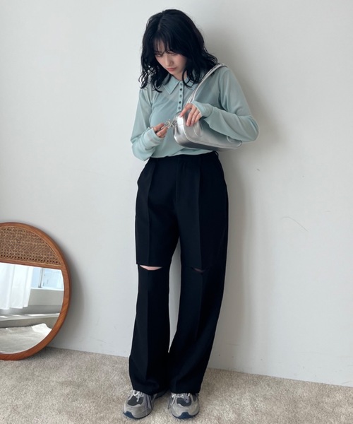 Birthday room(バースデイルーム)の「〈セットアップ対応〉スリットスラックス / slit slacks(スラックス・レディース・ブラック/グレー・FREE)」の6枚目の写真