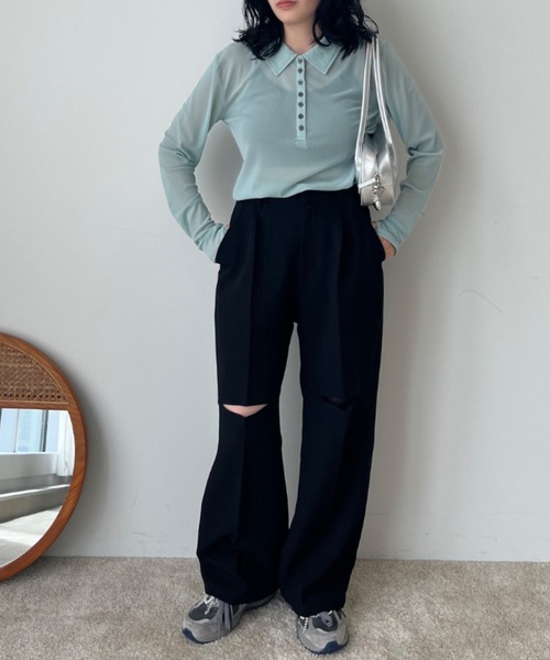 Birthday room(バースデイルーム)の「〈セットアップ対応〉スリットスラックス / slit slacks(スラックス・レディース・ブラック/グレー・FREE)」の4枚目の写真