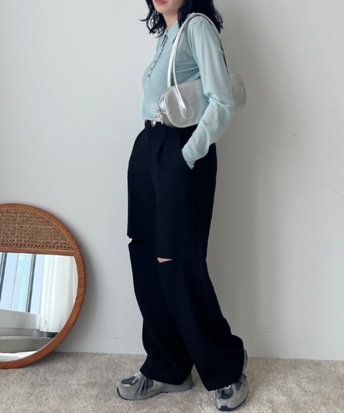 Birthday room(バースデイルーム)の「〈セットアップ対応〉スリットスラックス / slit slacks(スラックス・レディース・ブラック/グレー・FREE)」の7枚目の写真