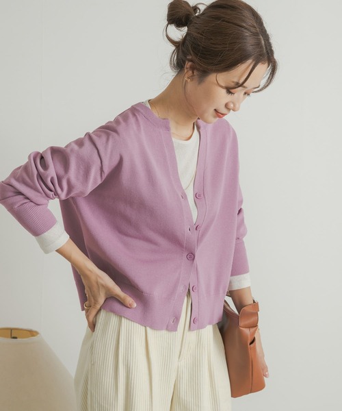 URBAN RESEARCH DOORS（アーバンリサーチドアーズ）の「ドライタッチキーネックカーディガン（カーディガン/ボレロ・レディース・ブルー系その他/ピンク/ブラック・MEDIUM）」の8枚目の写真