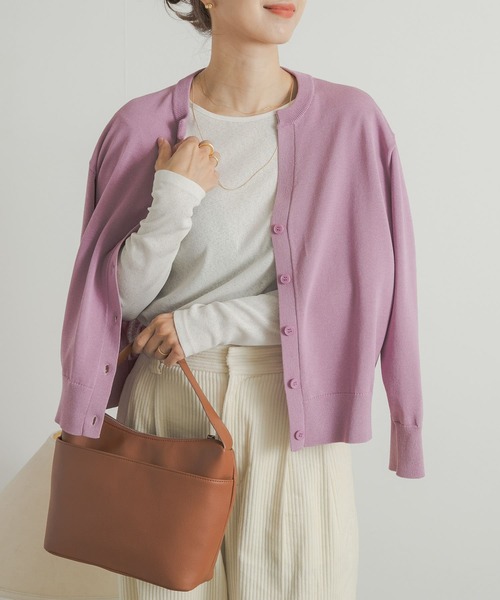 URBAN RESEARCH DOORS（アーバンリサーチドアーズ）の「ドライタッチキーネックカーディガン（カーディガン/ボレロ・レディース・ブルー系その他/ピンク/ブラック・MEDIUM）」の12枚目の写真