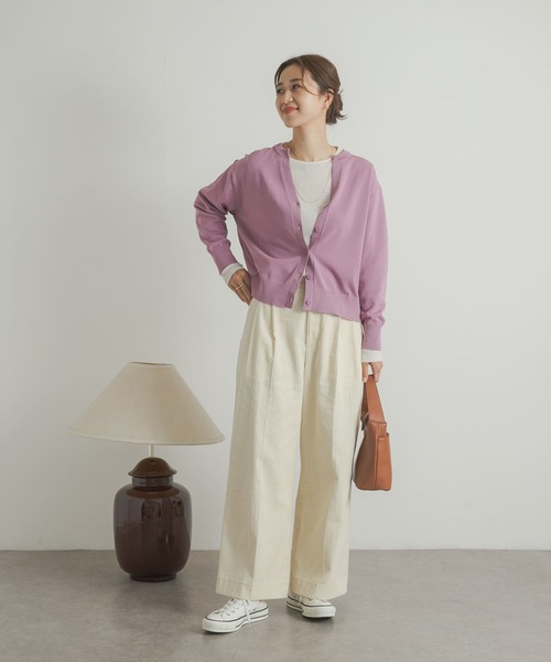 URBAN RESEARCH DOORS（アーバンリサーチドアーズ）の「ドライタッチキーネックカーディガン（カーディガン/ボレロ・レディース・ブルー系その他/ピンク/ブラック・MEDIUM）」の14枚目の写真