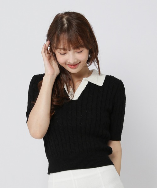 3.3 Field Trip （3.3フィールドトリップ）の「3.3 Field Trip／スキッパーニットT（ニット/セーター・レディース・ブラック/チャコール/グリーン・FREE）」の12枚目の写真