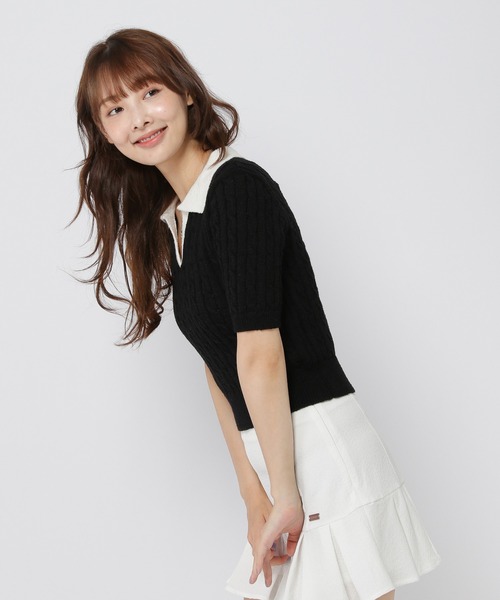 3.3 Field Trip （3.3フィールドトリップ）の「3.3 Field Trip／スキッパーニットT（ニット/セーター・レディース・ブラック/チャコール/グリーン・FREE）」の13枚目の写真