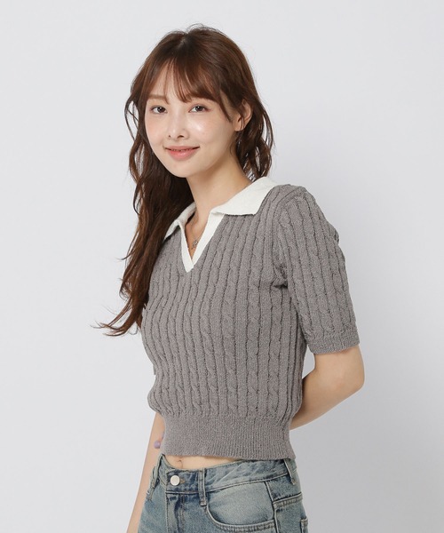 3.3 Field Trip （3.3フィールドトリップ）の「3.3 Field Trip／スキッパーニットT（ニット/セーター・レディース・ブラック/チャコール/グリーン・FREE）」の17枚目の写真