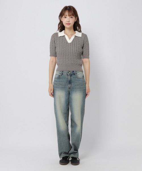 3.3 Field Trip （3.3フィールドトリップ）の「3.3 Field Trip／スキッパーニットT（ニット/セーター・レディース・ブラック/チャコール/グリーン・FREE）」の21枚目の写真