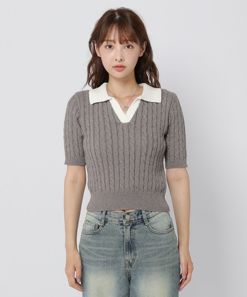 3.3 Field Trip （3.3フィールドトリップ）の「3.3 Field Trip／スキッパーニットT（ニット/セーター・レディース・ブラック/チャコール/グリーン・FREE）」の22枚目の写真