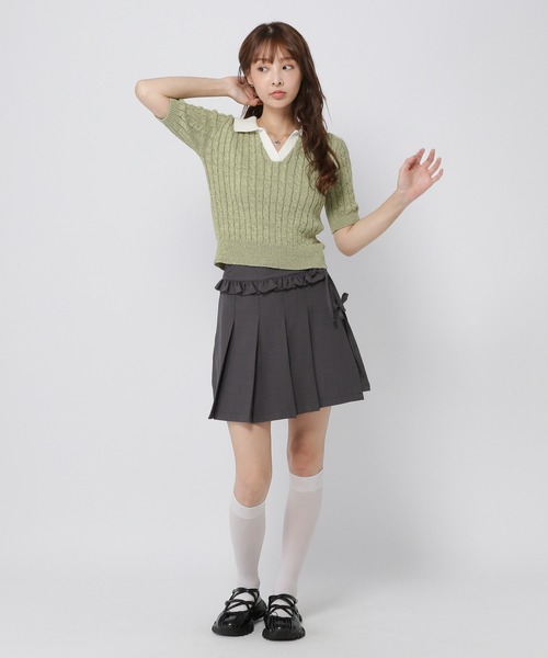 3.3 Field Trip （3.3フィールドトリップ）の「3.3 Field Trip／スキッパーニットT（ニット/セーター・レディース・ブラック/チャコール/グリーン・FREE）」の5枚目の写真