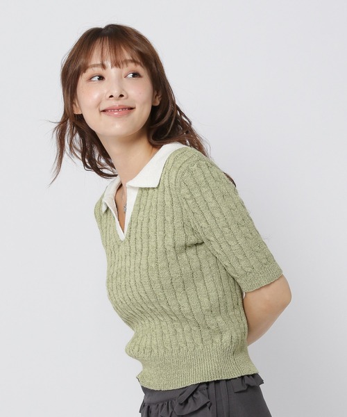 3.3 Field Trip （3.3フィールドトリップ）の「3.3 Field Trip／スキッパーニットT（ニット/セーター・レディース・ブラック/チャコール/グリーン・FREE）」の8枚目の写真