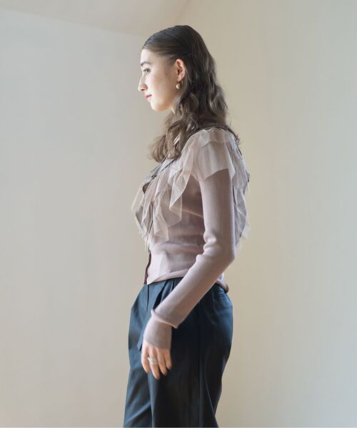 YECCA VECCA(イェッカヴェッカ)の「ラッフルレイヤードカーディガン(カーディガン/ボレロ・レディース・ライトグレー/ベージュ/ブラック・FREE)」の13枚目の写真