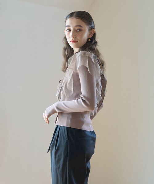 YECCA VECCA(イェッカヴェッカ)の「ラッフルレイヤードカーディガン(カーディガン/ボレロ・レディース・ライトグレー/ベージュ/ブラック・FREE)」の14枚目の写真