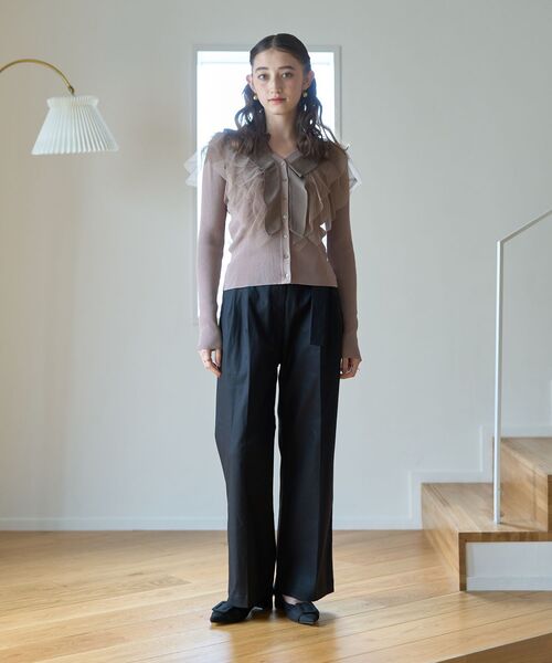 YECCA VECCA(イェッカヴェッカ)の「ラッフルレイヤードカーディガン(カーディガン/ボレロ・レディース・ライトグレー/ベージュ/ブラック・FREE)」の16枚目の写真