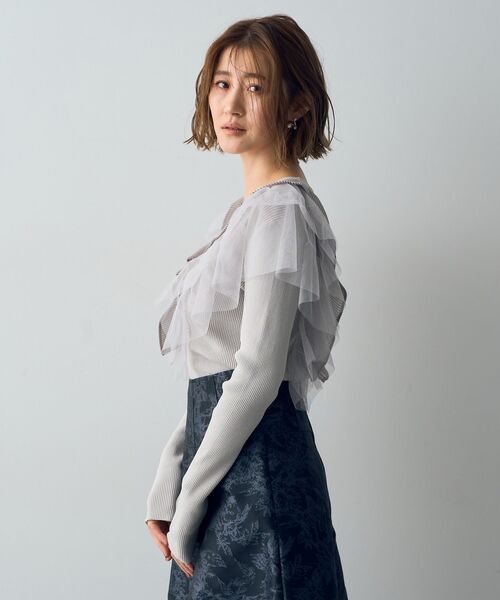 YECCA VECCA(イェッカヴェッカ)の「ラッフルレイヤードカーディガン(カーディガン/ボレロ・レディース・ライトグレー/ベージュ/ブラック・FREE)」の22枚目の写真