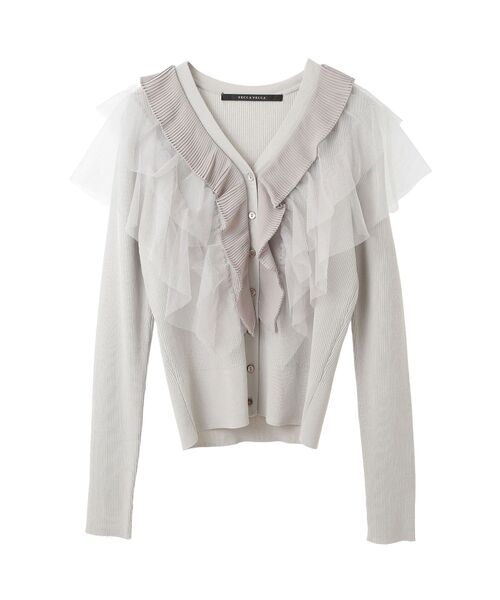 YECCA VECCA(イェッカヴェッカ)の「ラッフルレイヤードカーディガン(カーディガン/ボレロ・レディース・ライトグレー/ベージュ/ブラック・FREE)」の8枚目の写真