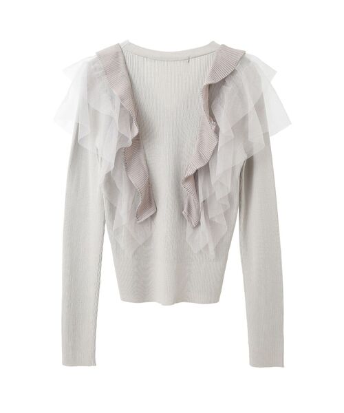 YECCA VECCA(イェッカヴェッカ)の「ラッフルレイヤードカーディガン(カーディガン/ボレロ・レディース・ライトグレー/ベージュ/ブラック・FREE)」の9枚目の写真