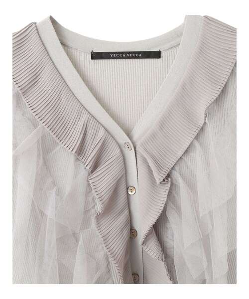 YECCA VECCA(イェッカヴェッカ)の「ラッフルレイヤードカーディガン(カーディガン/ボレロ・レディース・ライトグレー/ベージュ/ブラック・FREE)」の10枚目の写真