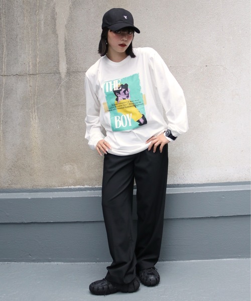 UNIT CHEST（ユニットチェスト）の「【UNIT CHEST】unique unisex long sleeve T-shirt/ユニークユニセックス ロンT OIF designer eggs コラボ The Boy by renyu iwano（Tシャツ/カットソー・レディース・杢グレー/ホワイト/ブラック・S/M/L）」の18枚目の写真