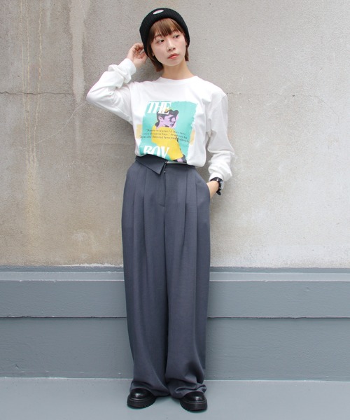 UNIT CHEST（ユニットチェスト）の「【UNIT CHEST】unique unisex long sleeve T-shirt/ユニークユニセックス ロンT OIF designer eggs コラボ The Boy by renyu iwano（Tシャツ/カットソー・レディース・杢グレー/ホワイト/ブラック・S/M/L）」の14枚目の写真