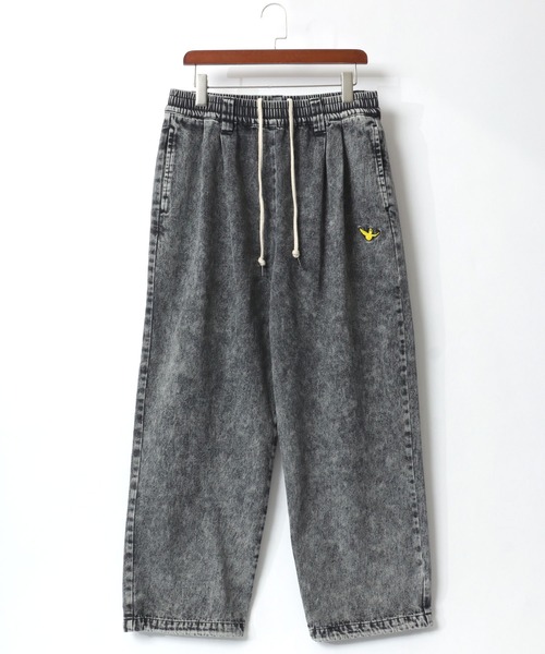 （What it isNt）ART BY MARKGONZALES（ワットイットイズント）の「(What it isNt） ART BY MARK GONZALES/(ワットイットイズント) アートバイマークゴンザレス DENIM SKATE PANTS/デニム タックワイド スケートパンツ/ルーズテーパードパンツ/イージーパンツ/レディース メンズ（デニムパンツ・メンズ・ブラック系その他/ライトブルー/ライトブラック/ブルー系その他/ネイビー・M/L/XL）」の6枚目の写真