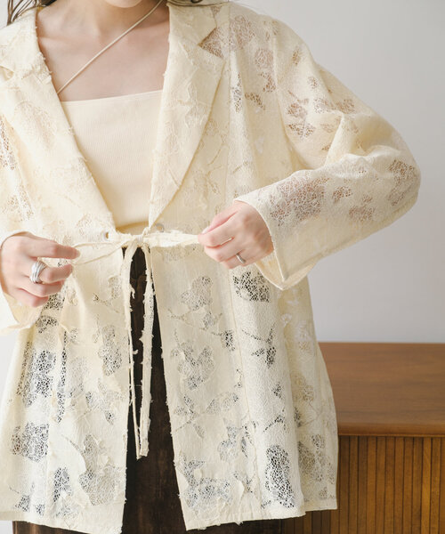 セール】リバーシブルキルティングレースジャケット（テーラード