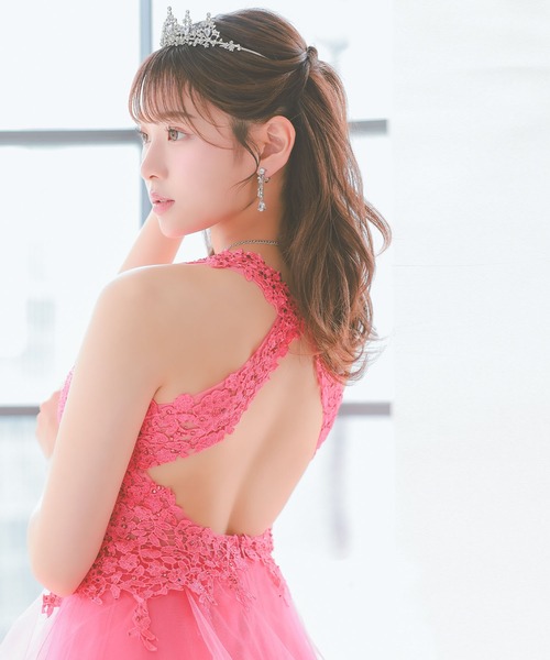 【最終値下げ】Tika フラワー刺繍ボリュームホルターネックチュールロングドレス 楽天市場】Tika ボリュームチュールフラワーレースオープン