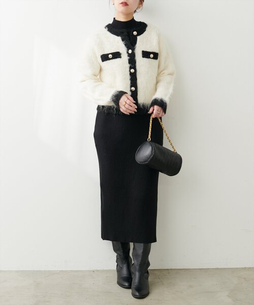 natural couture（ナチュラルクチュール）の「ほわほわ金釦ポケ付きカーディガン（カーディガン/ボレロ・レディース・モカ/ブルー/アイボリー/ブラック・FREE）」の8枚目の写真