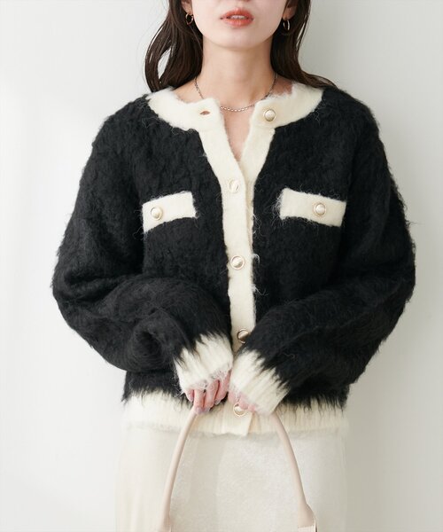 natural couture（ナチュラルクチュール）の「ほわほわ金釦ポケ付きカーディガン（カーディガン/ボレロ・レディース・モカ/ブルー/アイボリー/ブラック・FREE）」の15枚目の写真