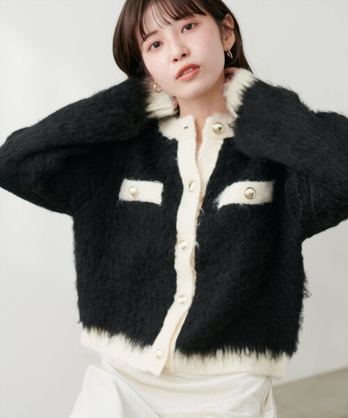 natural couture（ナチュラルクチュール）の「ほわほわ金釦ポケ付きカーディガン（カーディガン/ボレロ・レディース・モカ/ブルー/アイボリー/ブラック・FREE）」の16枚目の写真