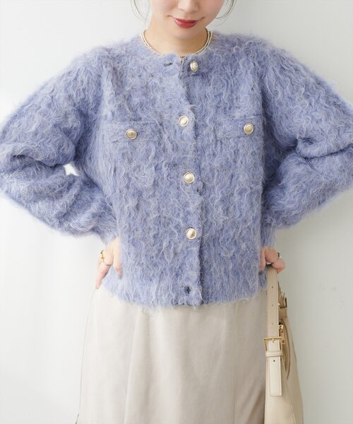 natural couture（ナチュラルクチュール）の「ほわほわ金釦ポケ付きカーディガン（カーディガン/ボレロ・レディース・モカ/ブルー/アイボリー/ブラック・FREE）」の20枚目の写真