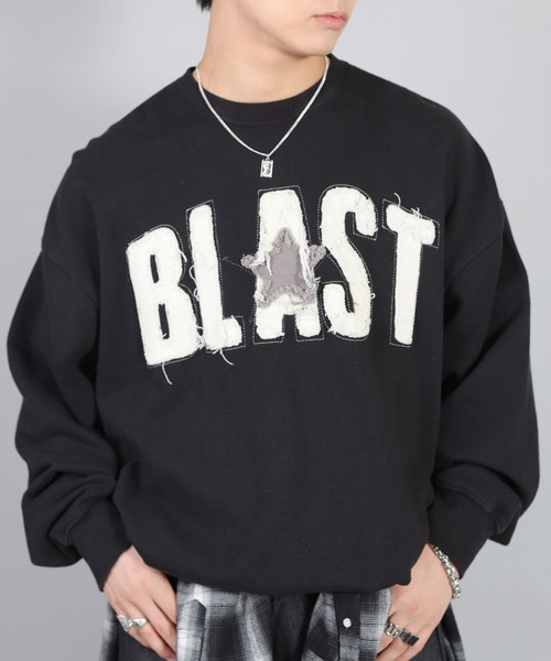 セール】グランジ/リメイク風パッチワークロゴスウェット BLAST