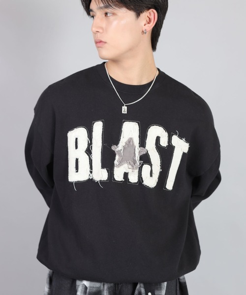 セール】グランジ/リメイク風パッチワークロゴスウェット BLAST STAR