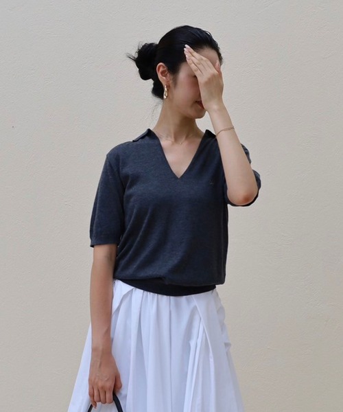 トップス LIBJOIE LIBJOIE（リブジョア）の「ニットポロシャツ（Tシャツ