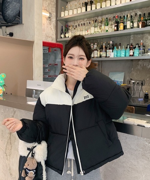 BLACK and WHITE ダウンセットアップ セール】配色切り替えエコダウンジャケット（ダウンジャケット/コート