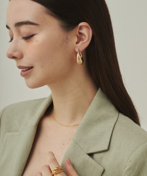 ciite'(シーテ)の「マットドロップフープピアス (両耳用)(ピアス(両耳用)・レディース・ゴールド/シルバー・FREE)」の11枚目の写真