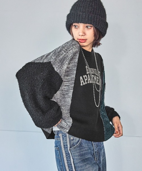 PAGEBOY（ページボーイ）の「ニットMIXロゴジャガードプルオーバー（ニット/セーター・レディース・ブルー系その他/オフホワイト/ブラック・FREE）」の8枚目の写真