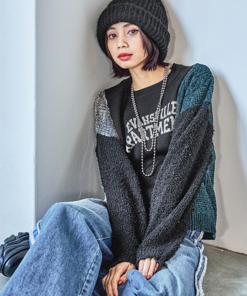 PAGEBOY（ページボーイ）の「ニットMIXロゴジャガードプルオーバー（ニット/セーター・レディース・ブルー系その他/オフホワイト/ブラック・FREE）」の13枚目の写真