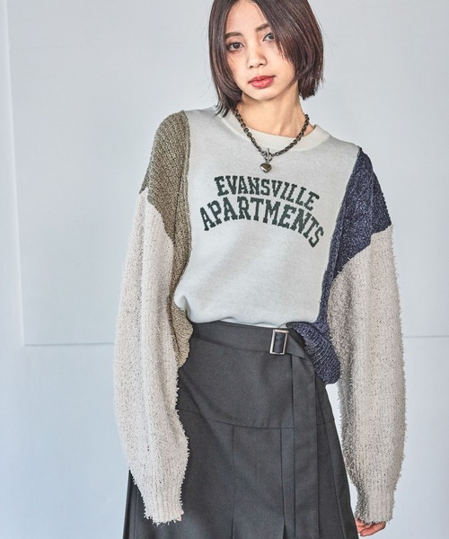 PAGEBOY（ページボーイ）の「ニットMIXロゴジャガードプルオーバー（ニット/セーター・レディース・ブルー系その他/オフホワイト/ブラック・FREE）」の17枚目の写真