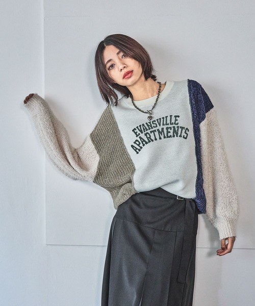 PAGEBOY（ページボーイ）の「ニットMIXロゴジャガードプルオーバー（ニット/セーター・レディース・ブルー系その他/オフホワイト/ブラック・FREE）」の18枚目の写真